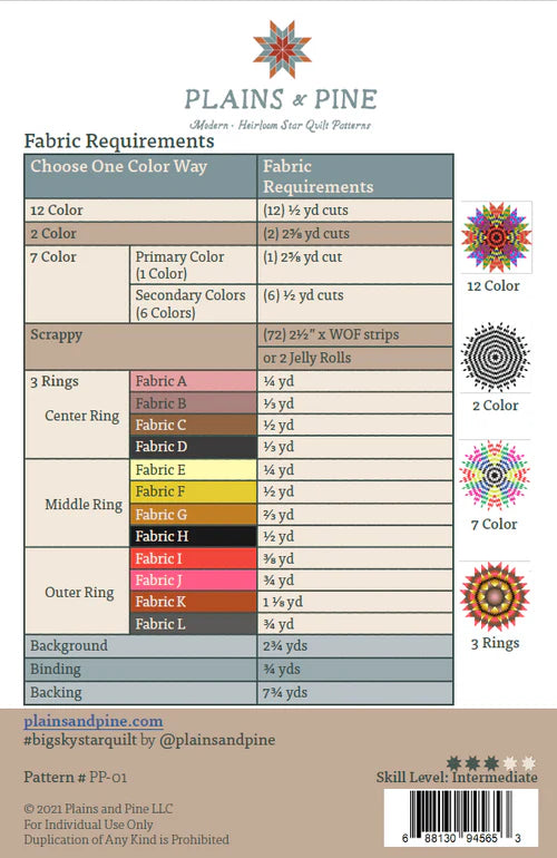 Big Sky Star Quilt - Pattern